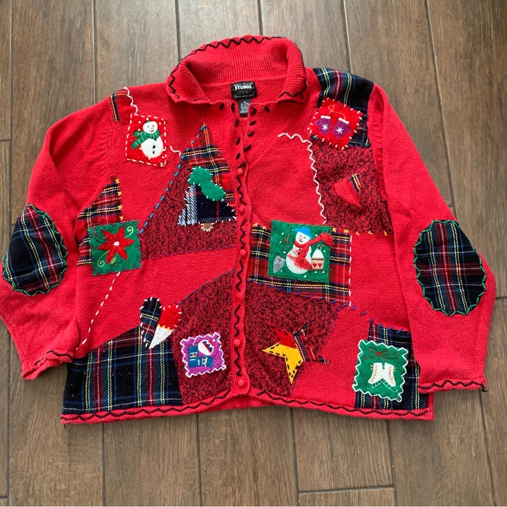 Designers Originals Studio Joy Vintage Christmas Cardigan Sweater size 1X